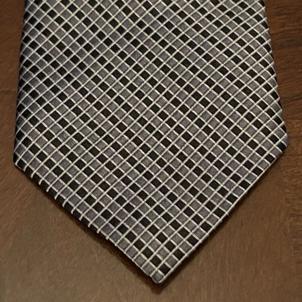 Burma Bibas Black Gray 100% Silk Men’s Neck Tie Made In China